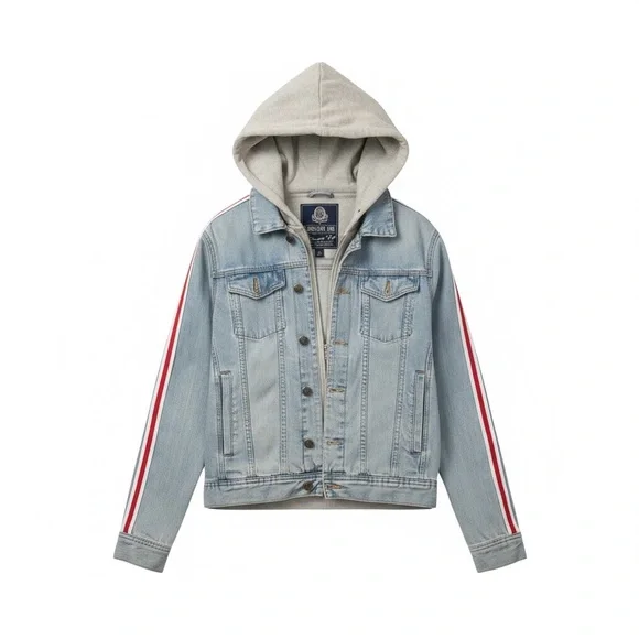 American Rag Light Blue Jean Jacket with Hood - Picture 2 of 10